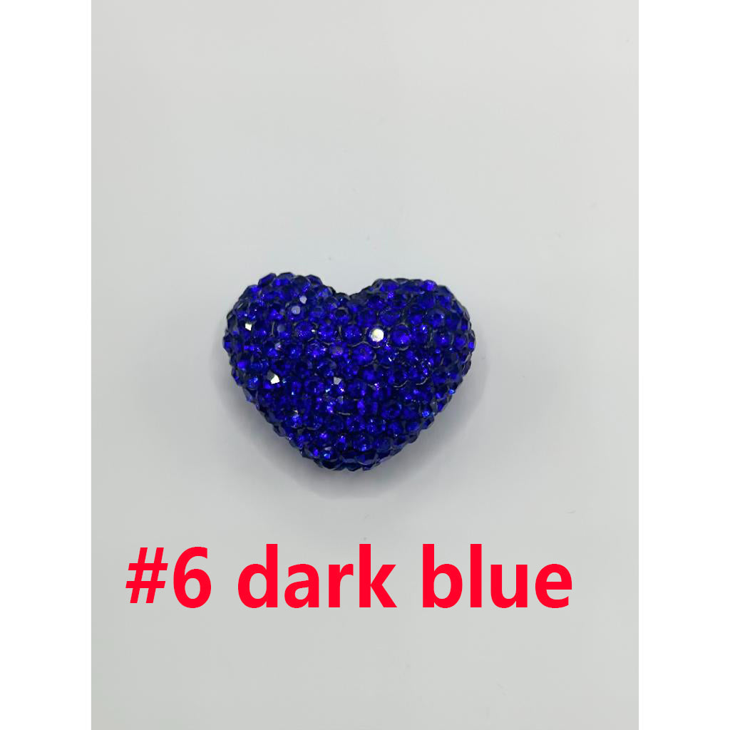 Solid Heart Clay Beads with Rhinestones, 18mm by 24mm ZY